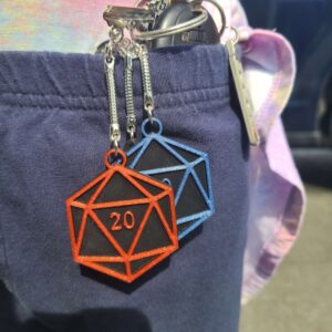 multi color d20 key chain